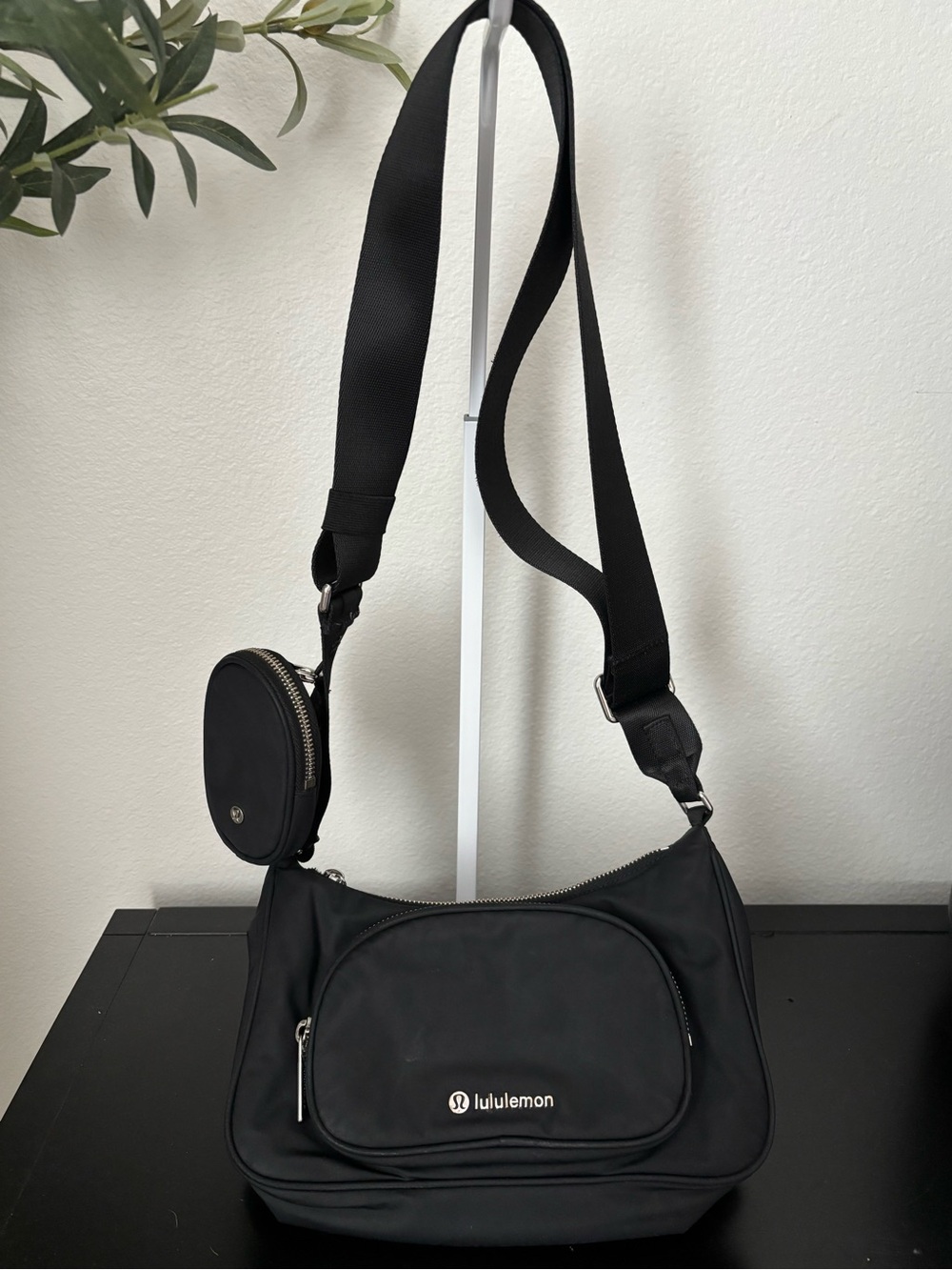 lululemon athletica Black Nylon Crossbody  Bag with Pouch